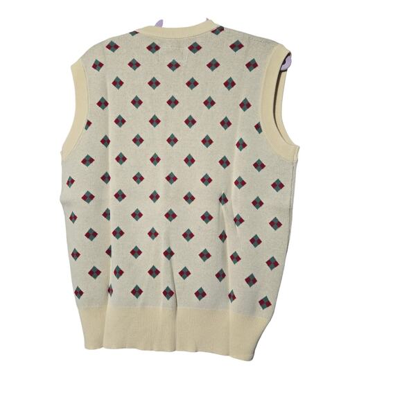 Bogey Boys Men's Sweater Vest Sz SM Yellowish‎ Cream Diamond Retro Golf Style - Picture 6 of 7